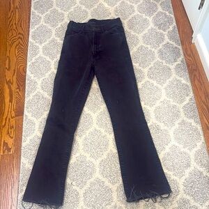 Mother The Hustler Ankle Fray Not Guilty Black Jeans Women's 25